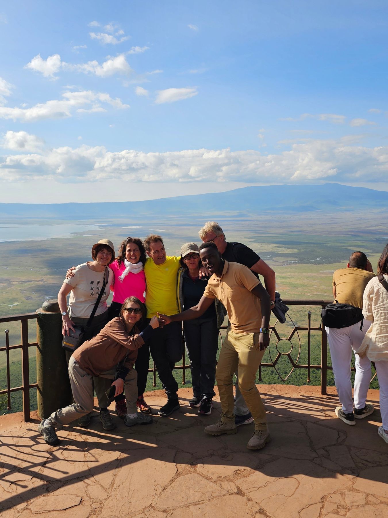 BigFiveTrails travellers with their guide at the Ngorongoro Crater viewpoint